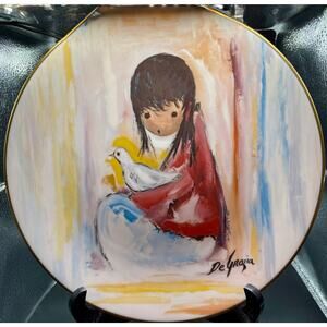 "The White Dove" Limited Edition Girl with Dove Signed DeGrazia 1977